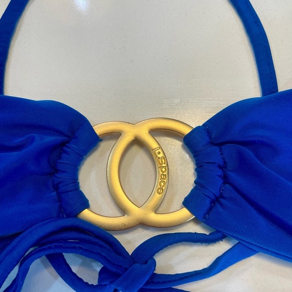 L*Space Cobolt Blue Triangle Strappy Bikini Top Size Small - Picture 2 of 4